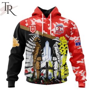 NRL Sydney Roosters Personalized ANZAC Day Design Hoodie