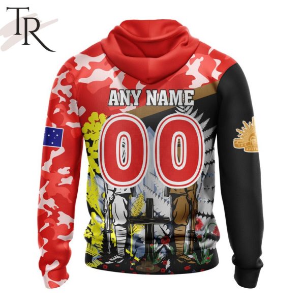 NRL Sydney Roosters Personalized ANZAC Day Design Hoodie