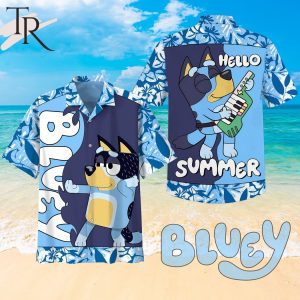 Bluey Hello Summer Button Up Hawaiian Shirt