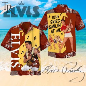 Elvis Presley Blue Skies Smilin At Me Button Up Hawaiian Shirt