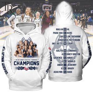 Uconn Huskies Big East Women’s Basketball Tournament Champions 2024 White Hoodie