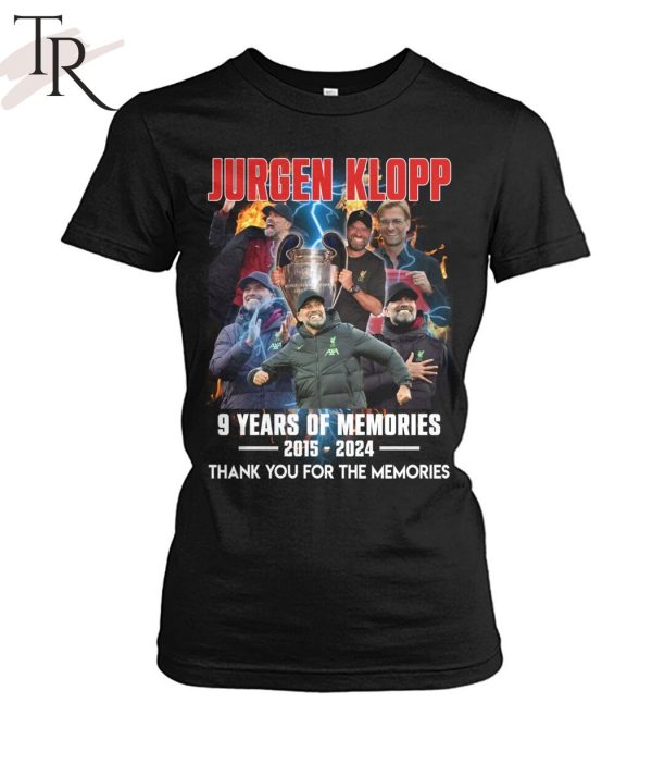 Jurgen Klopp 9 Years Of Memories 2015-2024 Thank You For The Memories T-Shirt