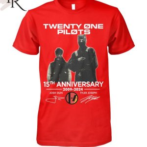 Twenty One Pilots 15th Anniversary 2009-2024 Josh Dun And Tyler Joseph T-Shirt