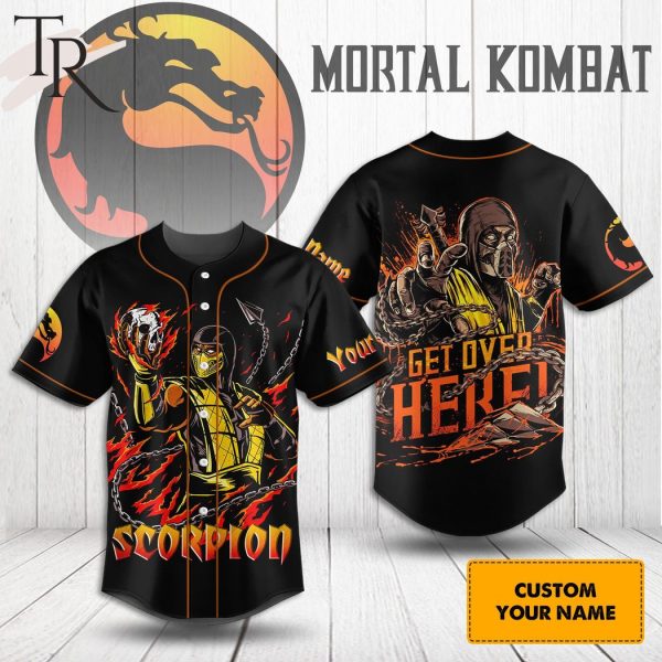 Mortal Kombat Scorpion Get Over Here Custom Baseball Jersey
