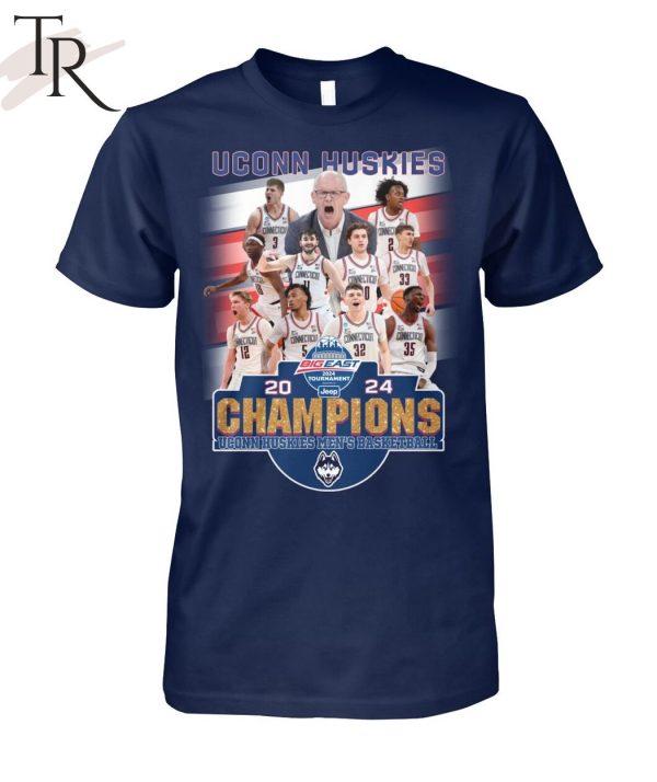 Big East 2024 Tournament Champions Uconn Huskies Men’s Basketball T-Shirt