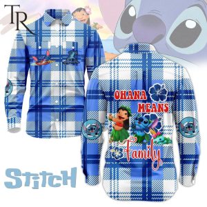 Stitch Ohana Means Family Button Long Sleeve Shirt