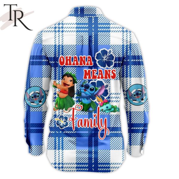 Stitch Ohana Means Family Button Long Sleeve Shirt