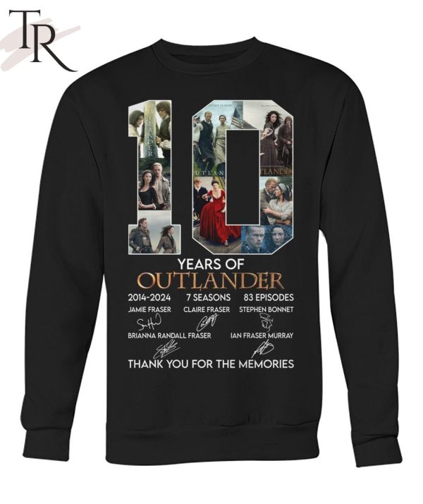 10 Years Of 2014-2024 7 Seasons 83 Episodes Outlander Thank You For The Memories T-Shirt