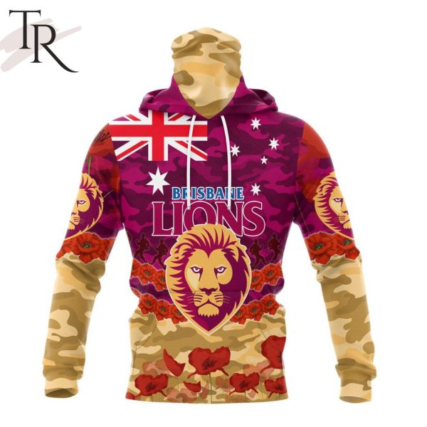 AFL Brisbane Lions Special ANZAC Day Design Lest We Forget Hoodie