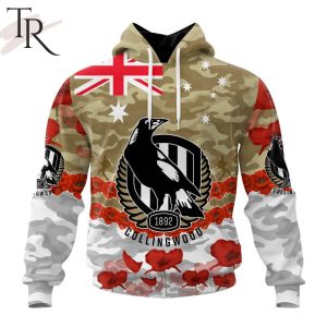AFL Collingwood Football Club Special ANZAC Day Design Lest We Forget Hoodie