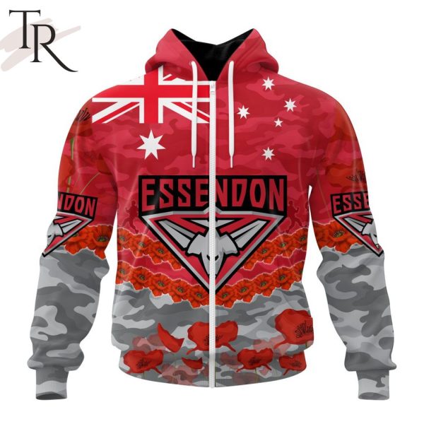 AFL Essendon Football Club Special ANZAC Day Design Lest We Forget Hoodie
