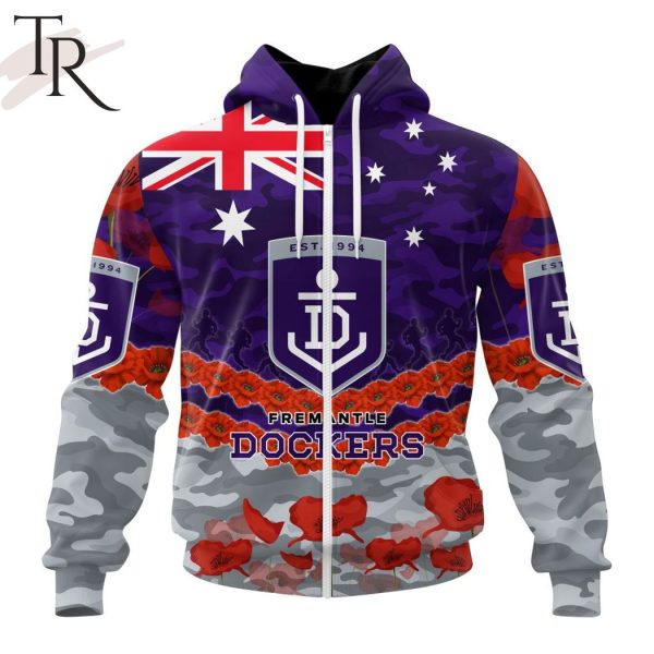 AFL Fremantle Dockers Special ANZAC Day Design Lest We Forget Hoodie