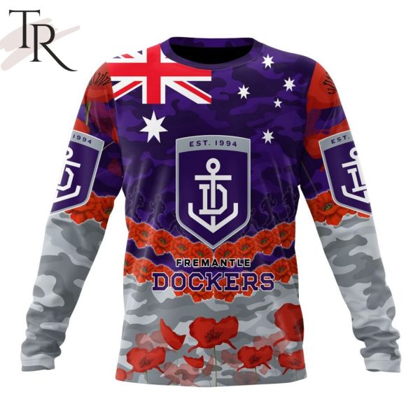 AFL Fremantle Dockers Special ANZAC Day Design Lest We Forget Hoodie