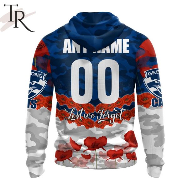 AFL Geelong Cats Special ANZAC Day Design Lest We Forget Hoodie