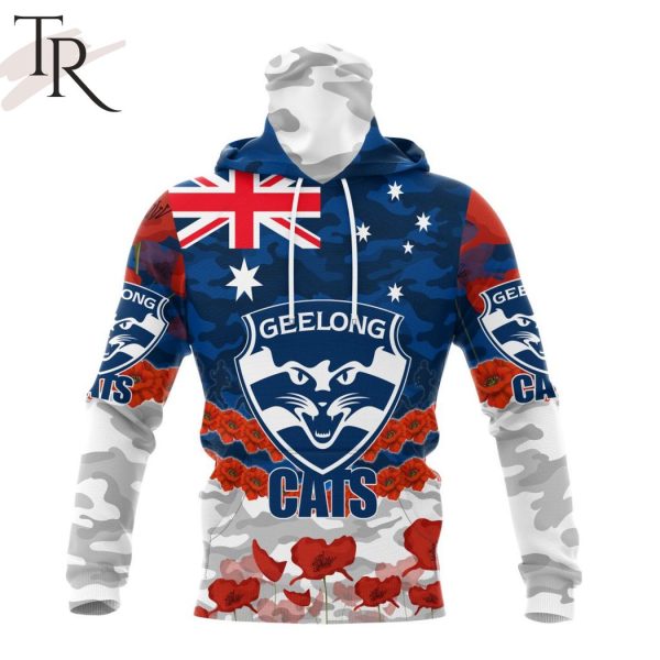 AFL Geelong Cats Special ANZAC Day Design Lest We Forget Hoodie