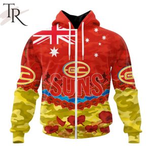 AFL Gold Coast Suns Special ANZAC Day Design Lest We Forget Hoodie
