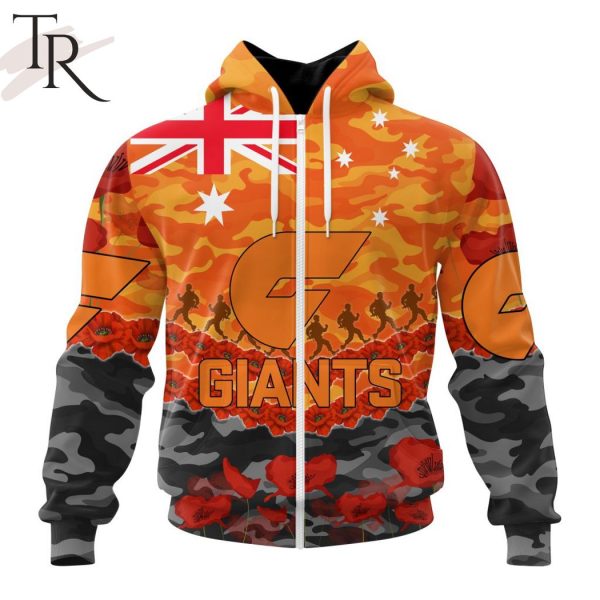 AFL Greater Western Sydney Giants Special ANZAC Day Design Lest We Forget Hoodie