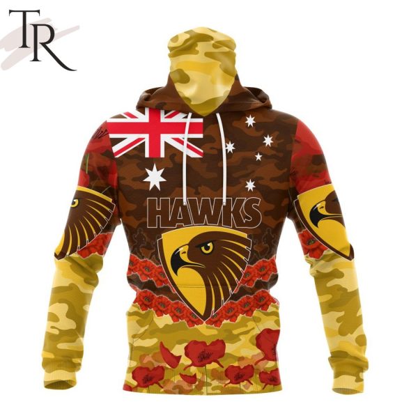 AFL Hawthorn Football Club Special ANZAC Day Design Lest We Forget Hoodie