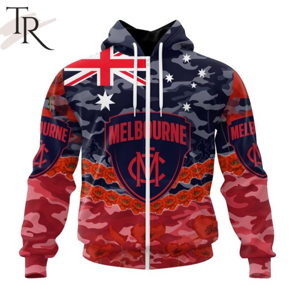 AFL Melbourne Football Club Special ANZAC Day Design Lest We Forget Hoodie