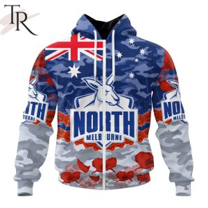 AFL North Melbourne Football Club Special ANZAC Day Design Lest We Forget Hoodie