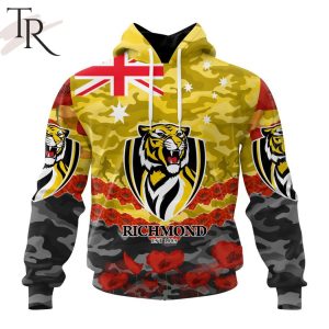 AFL Richmond Tigers Special ANZAC Day Design Lest We Forget Hoodie