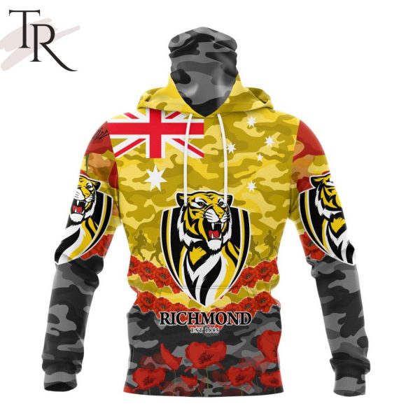AFL Richmond Tigers Special ANZAC Day Design Lest We Forget Hoodie