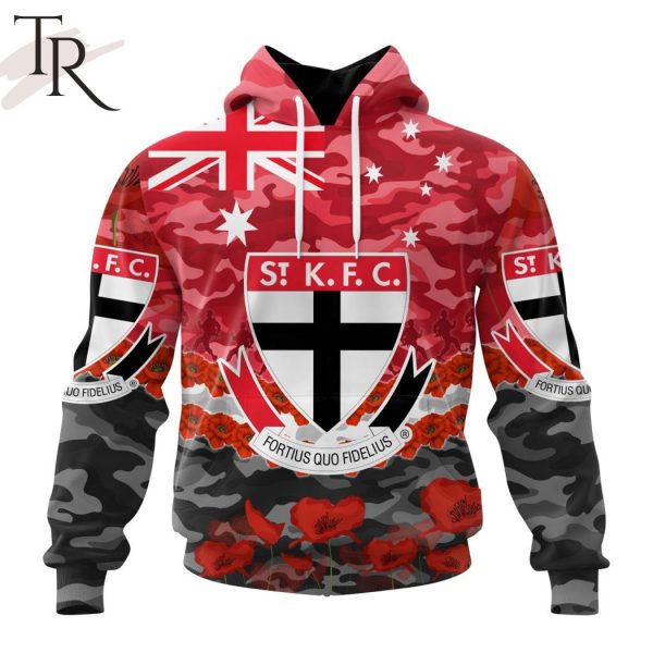 AFL St Kilda Football Club Special ANZAC Day Design Lest We Forget Hoodie