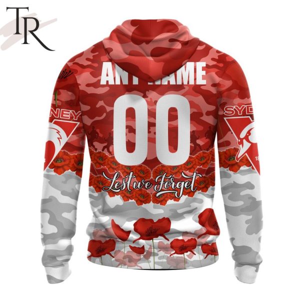 AFL Sydney Swans Special ANZAC Day Design Lest We Forget Hoodie