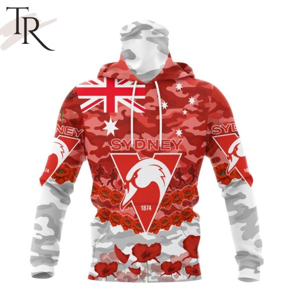 AFL Sydney Swans Special ANZAC Day Design Lest We Forget Hoodie