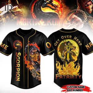 Scorpion Mortal Kombat Get Over Here Fatality Custom Baseball Jersey