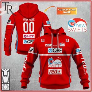 Personalized Netball New South Wales Swifts Jersey Style Hoodie