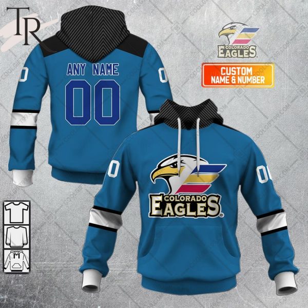Personalized AHL Colorado Eagles Color Jersey Style Hoodie