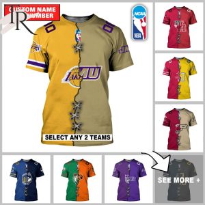 Personalized NCAA x NBA Special Design Collection Select Any 2 Teams to Mix and Match! T-Shirt