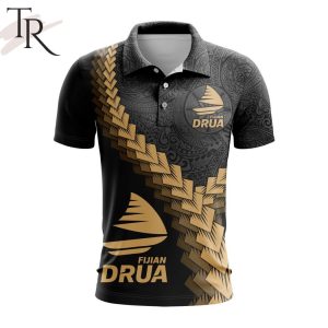 Super Rugby Fijian Drua Special Black And Gold Polo Shirt