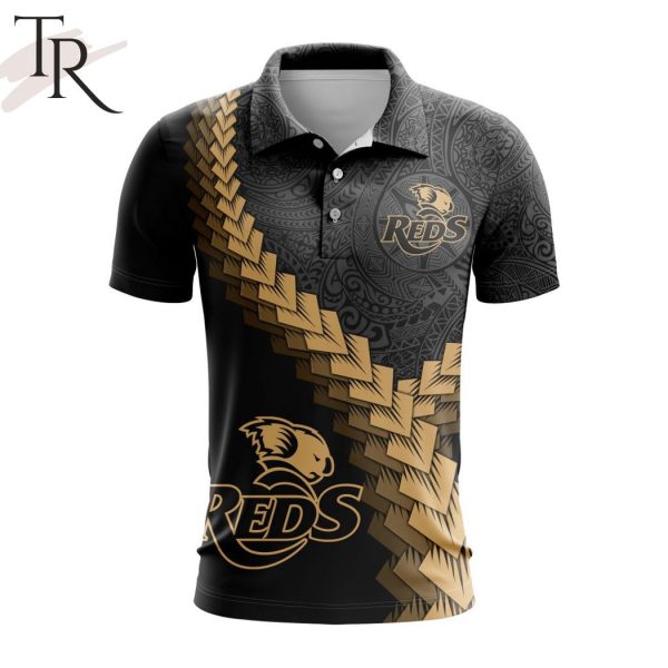 Super Rugby Queensland Reds Special Black And Gold Polo Shirt