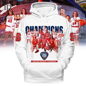 NC State Wolfpack 2024 Women’s Cleveland Final Four Portland Regional 4 Champions Hoodie – White