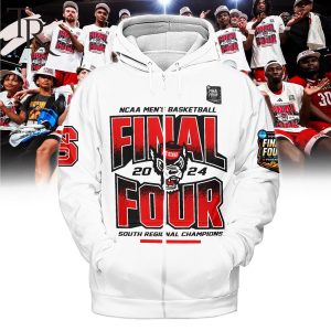 NCAA Men’s Basketball Final Four 2024 South Regional Champions NC State Wolfpack Hoodie – White