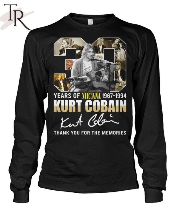 30 Years Of Nirvana 1967-1994 Kurt Cobain Thank You For The Memories T-Shirt