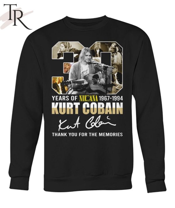 30 Years Of Nirvana 1967-1994 Kurt Cobain Thank You For The Memories T-Shirt