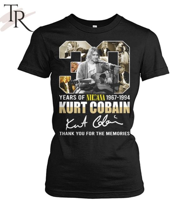 30 Years Of Nirvana 1967-1994 Kurt Cobain Thank You For The Memories T-Shirt