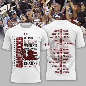 3 Time Champions South Carolina Gamecocks 2024 NCAA Women’s Basketball National Hoodie – White