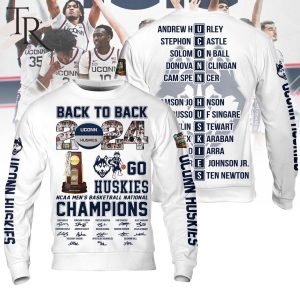 Back To Back 2024 NCAA Men’s Basketball National Champions Uconn Huskies Hoodie – White