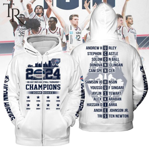 NCAA Uconn Huskies Big East Men’s Basketball Tournament Champions Hoodie – White