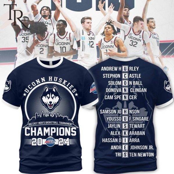 Uconn Huskies Big East Men’s Basketball Tournament Champions 2024 Hoodie – Navy