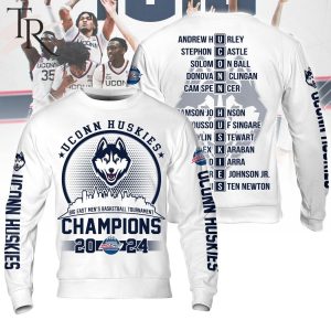 Uconn Huskies Big East Men’s Basketball Tournament Champions 2024 Hoodie – White