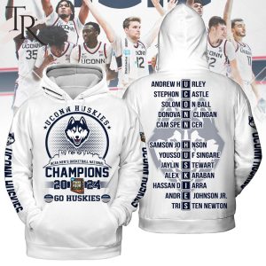 Uconn Huskies NCAA Men’s Basketball National Champions 2024 Go Huskies Hoodie – White