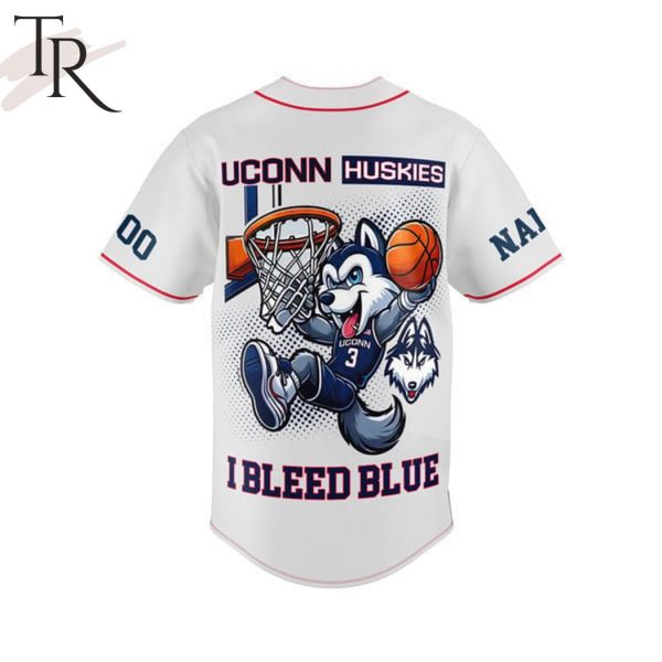 2024 NCAA Men’s Basketball Champions Uconn Huskies Bleed Blue Custom Baseball Jersey – White