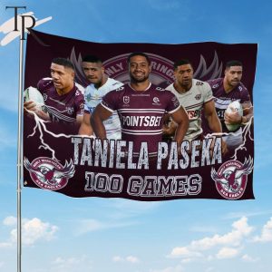 Manly Warringah Sea Eagles Taniela Paseka 100 Game Flag