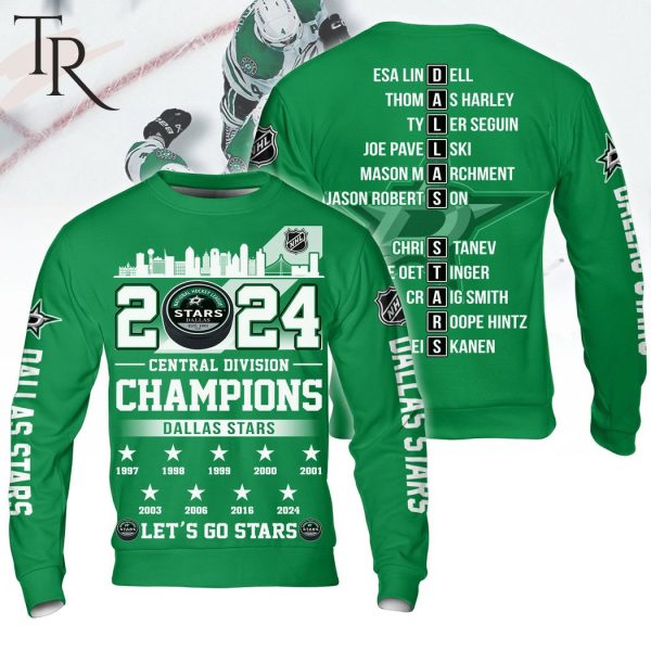2024 Central Division Champions Dallas Stars Let’s Go Stars Hoodie – Green