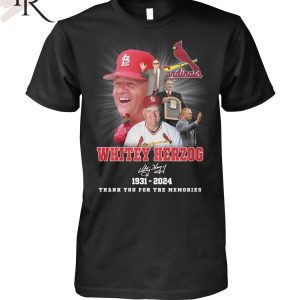 Whitey Herzog 1931-2024 Thank You For The Memories Signature T-Shirt